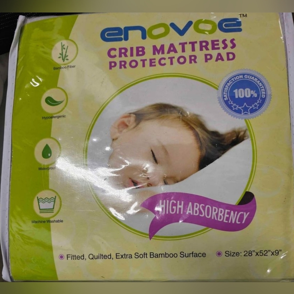 Waterproof, Hypoallergenic, Bamboo Crib Mattress Protector Pad - NEW!